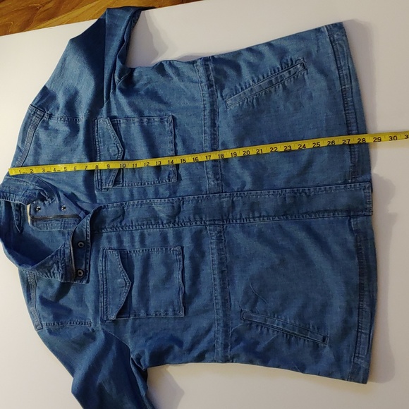 Style & Co Size XL Jean jacket with cinch waist 4 pockets tab 2 snap button cuff - Picture 14 of 14